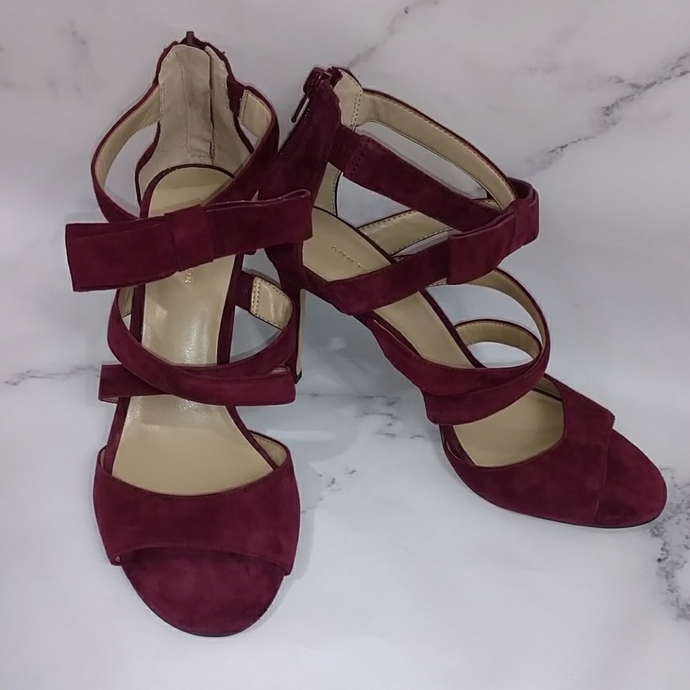 Strappy Burgundy Wine Thea Bow Heels Ann T…
